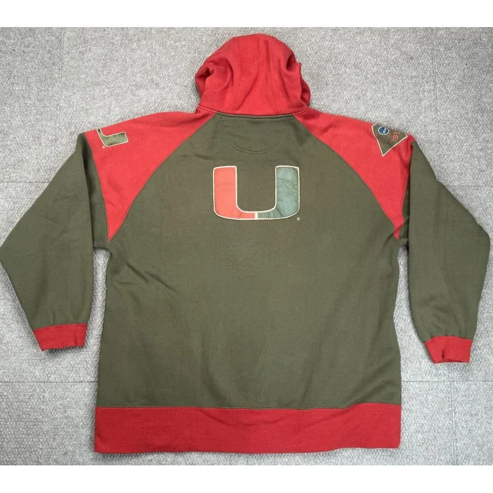 NCAA University of Miami Hurricanes Vintage Full Zip Long Sleeve Jacket Size 2XL